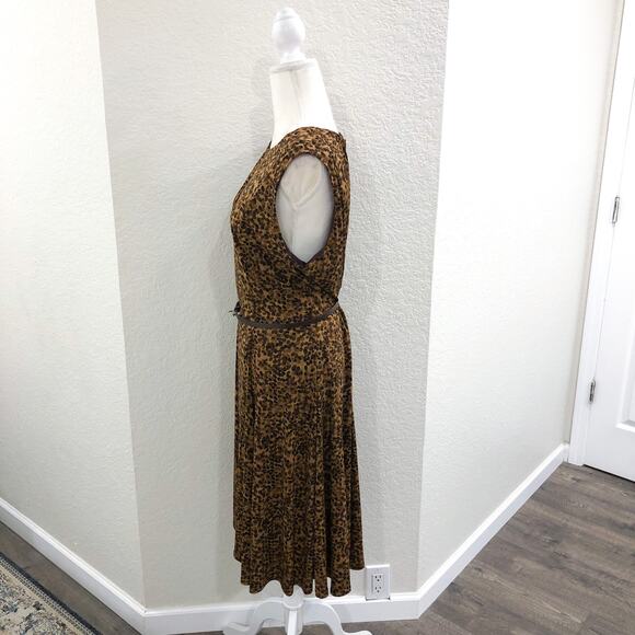 Jessica Howard Brown Spotted Leopard Print Midi Dress - Picture 3 of 8